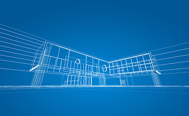 Image showing Blueprint on blue