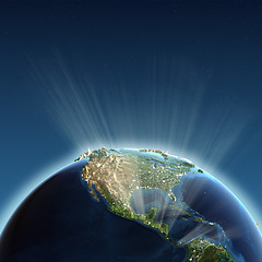 Image showing North America lights