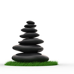 Image showing Zen pebbles in balanced row