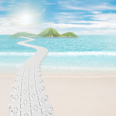 Image showing Puzzle road to island