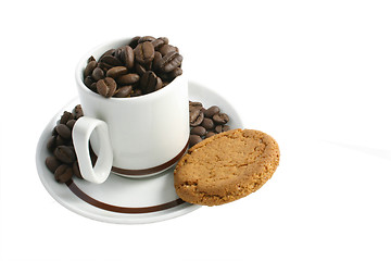 Image showing coffee  and biscuit