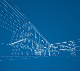 Image showing Modern blueprint on blue