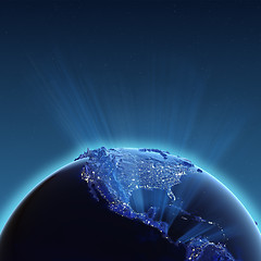 Image showing North America city lights