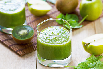 Image showing Spinach with Apple and Kiwi smoothie