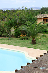 Image showing Swimming pool and tropical garden