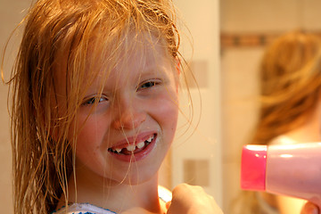 Image showing Drying hair