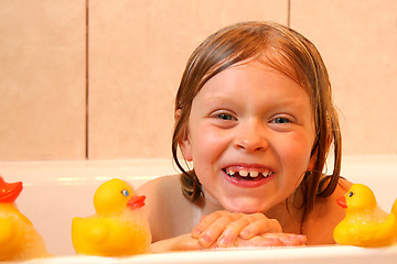 Image showing Portrait with bath duck