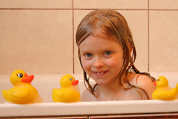 Image showing Portrait with bath duck