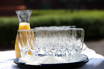 Image showing closeup many glasses and juice