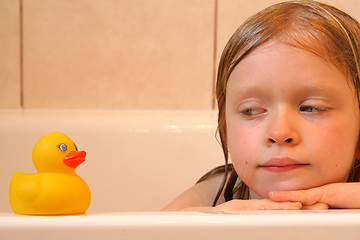 Image showing Portrait with bath duck