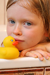 Image showing Portrait with bath duck