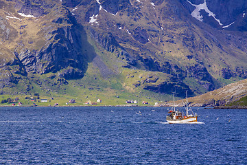 Image showing Fishing boat in fjord