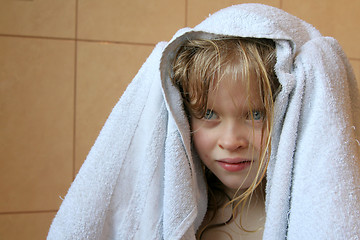 Image showing Little girl with towel