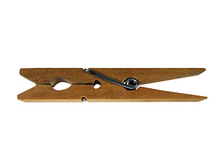 Image showing Wooden clothespin on white background