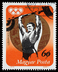 Image showing Stamp printed in Hungary, shows Weightlifting