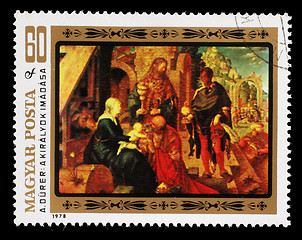 Image showing Stamp printed in Hungary, shows a picture of artist Albrecht Durer 