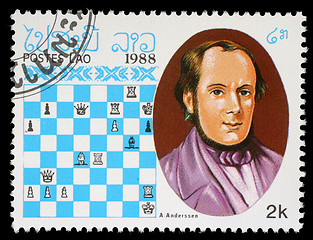 Image showing Stamp printed in Laos, shows A. Anderssen, Chess Champion