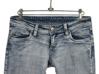 Image showing Closeup of stylish blue jeans