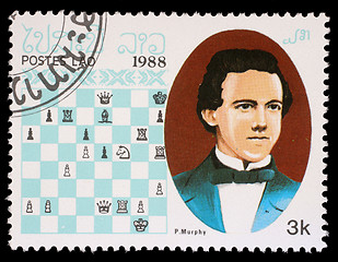 Image showing Stamp printed in Laos, shows P.Murphy, Chess Champion