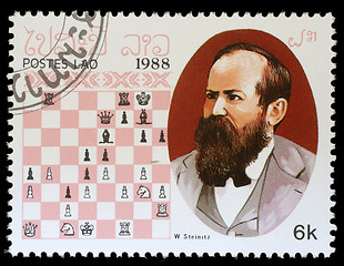 Image showing Stamp printed in Laos, shows W. Steinitz, Chess Champion