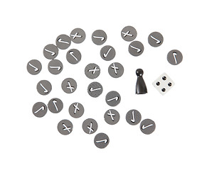 Image showing Pawn, dice and chips