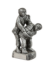 Image showing Very old trophy in the shape of two man, judo