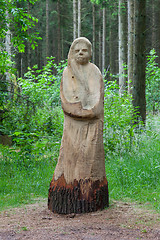 Image showing Wooden statue of a woman