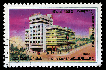 Image showing Stamp printed in Korea shows Department Store No.1 in Pyongyang