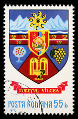 Image showing Stamp printed in Romania, shows coat of arms of Vilcea County