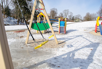 Image showing view of childrens playground in winter 