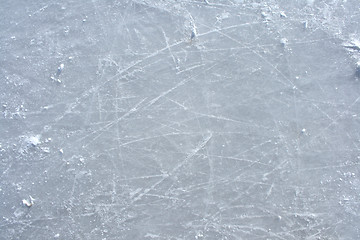 Image showing Skate marks on the surface of an outdoor ice rink