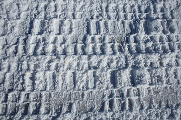 Image showing Tire tracks in snow