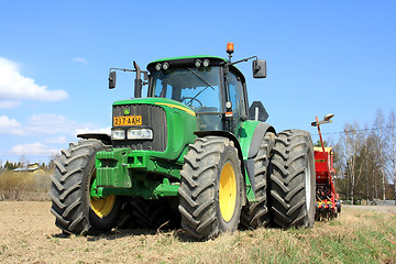 Image showing John Deere 6620 Agricultural Tractor and Vaderstad Cultivator