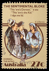 Image showing Stamp printed in Australia, shows The Sentimental Bloke, by C.J. Dennis