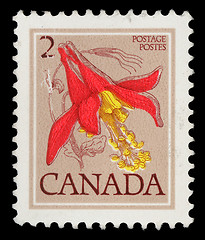 Image showing Stamp printed in Canada shows Flower: Red columbine