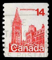 Image showing Stamp printed in Canada shows Parliament Buildings in Ottawa