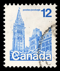 Image showing Stamp printed in Canada shows Parliament Buildings in Ottaw