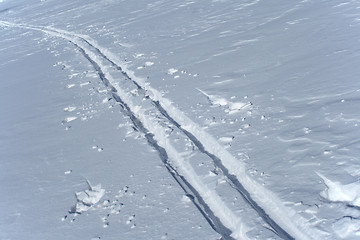 Image showing Ski tracks in the snow