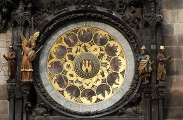 Image showing Famous medieval astronomical clock in Prague, Czech Republic