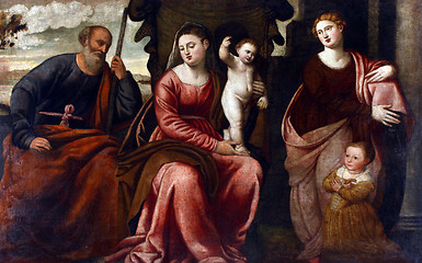 Image showing The Holy Family with St. Catherine of Alexandria and an unknown  girl