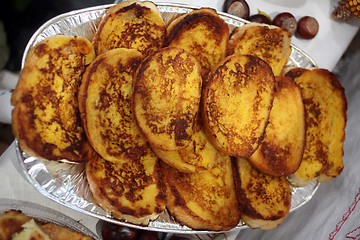Image showing Sweet pieces of toasted bread, fried in egg 