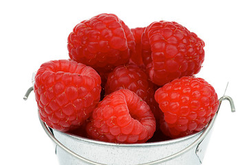 Image showing Raspberries in Bucket