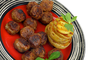 Image showing Roasted Meatballs and Potato