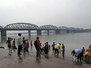 Image showing Morning ritual on the Hoogly(Ganges) river in Kolkata