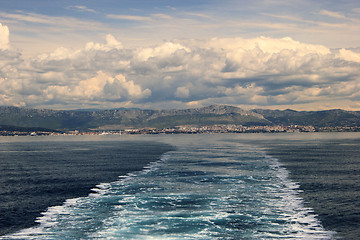 Image showing Adriatic seascape with ship trace