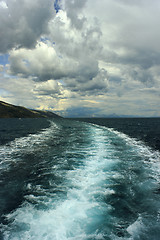 Image showing Adriatic seascape with ship trace