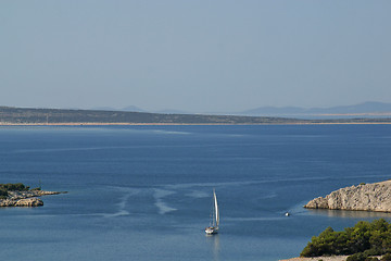 Image showing Boat sails the sea