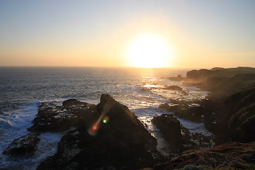 Image showing Sunset over the cliffs