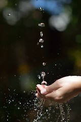 Image showing water stream on woman hand