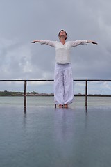 Image showing young woman relax on cloudy summer day